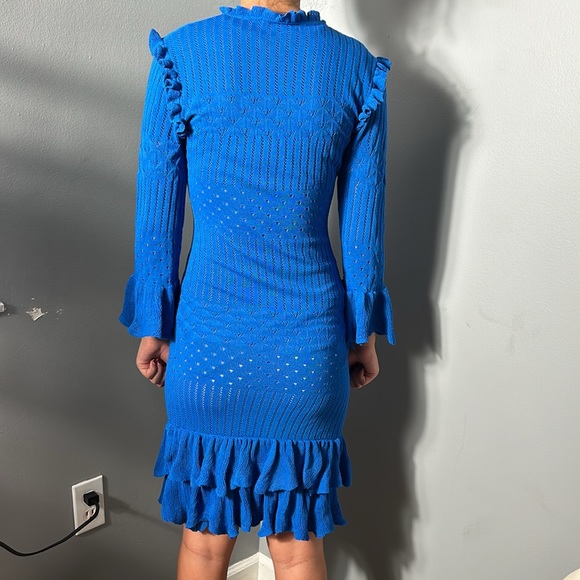 Bebe Knit Dress Ruffle Chest and Hem size Small - Picture 5 of 14